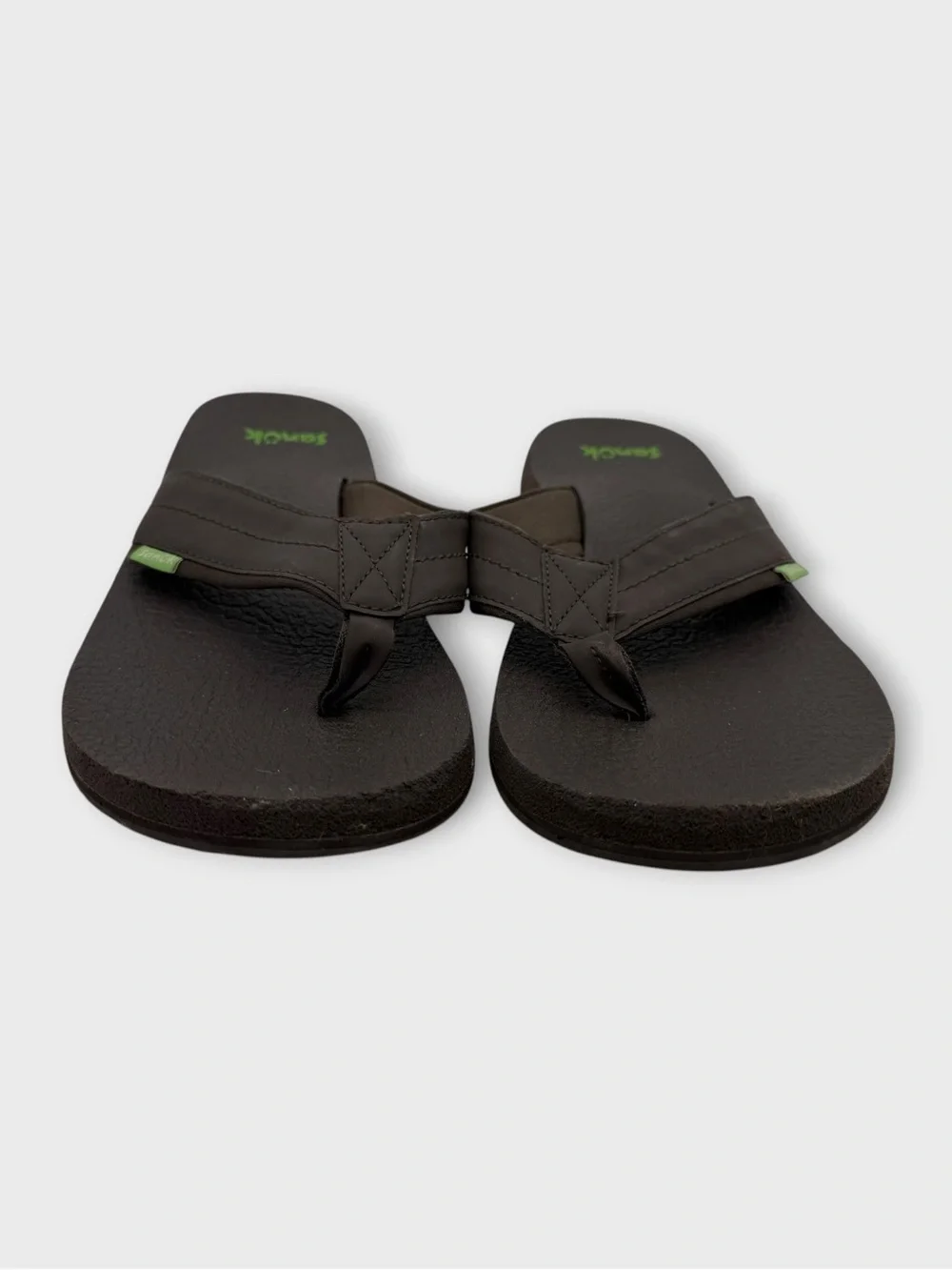 Sanuk Beer Cozy Black Flip Flop With Cushion Footbed Size 8 Nice!!